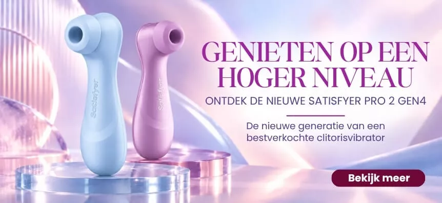 Blauwe en paarse Satisfyer Pro 2 Gen4 clitorisstimulators, de nieuwe generatie van een bestseller onder clitorisvibrators | Lovesexshop.be sex shop