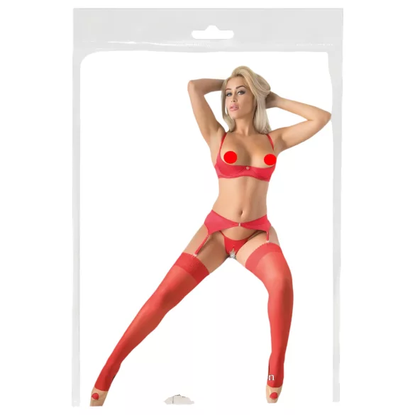 Cottelli - Kanten stay-up kousen - rood
