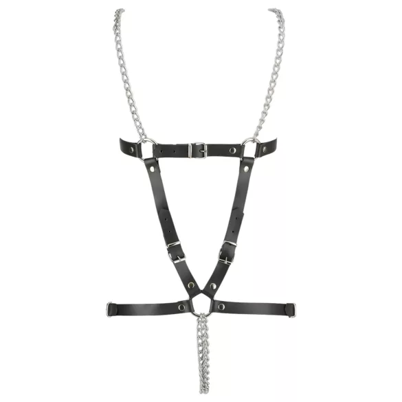 ZADO - leren harnas body met kettingen - zwart - S/L