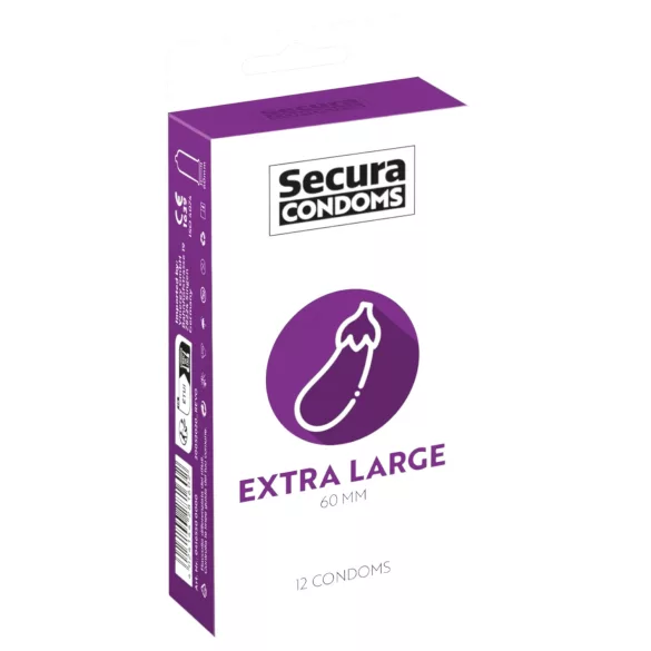 Secura Aubergine - extra groot condoom - 60mm - 12 stuks