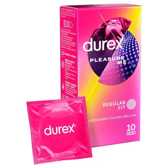 Durex Pleasure Me - geribbeld en gestippeld condoom (10 stuks)