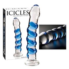 Icicles No. 5 - spiraal glazen dildo (helder-blauw)