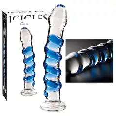 Icicles No. 5 - glazen dildo - spiraal - transparant/blauw