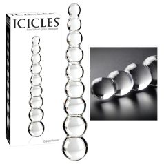 Icicles No. 2 - glazen dildo met bolletjes (doorzichtig)