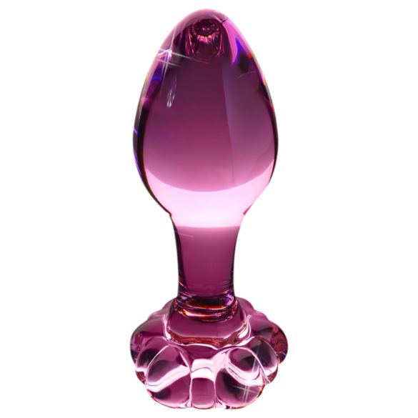 Icicles No. 48 - glazen buttplug - bloemenmotief - roze