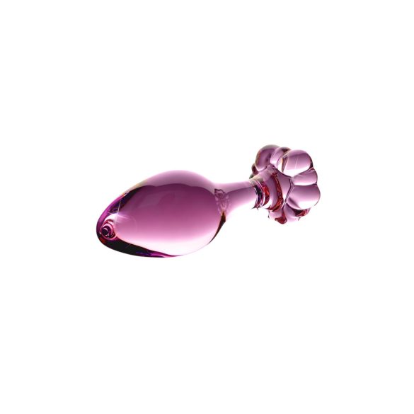 Icicles No. 48 - glazen buttplug - bloemenmotief - roze