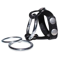 Bad Kitty - leren ballenring en penismanschette - zwart