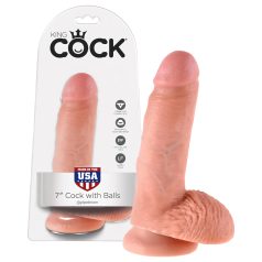 King Cock - dildo met ballen - 18 cm - huidskleur