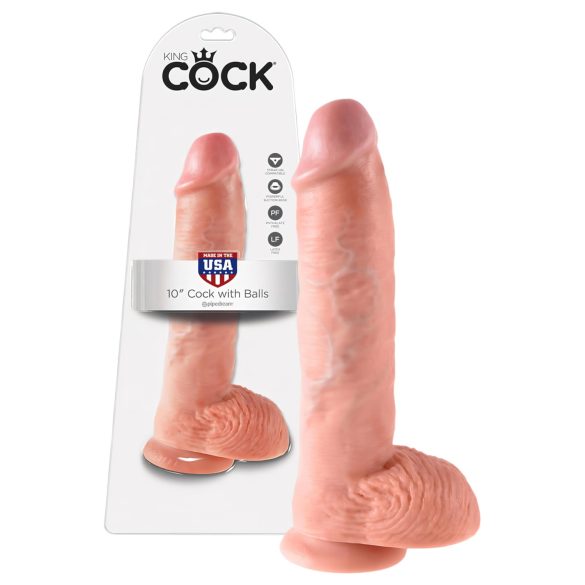 King Cock 10 realistische dildo met ballen (25 cm) - natuurgetrouw