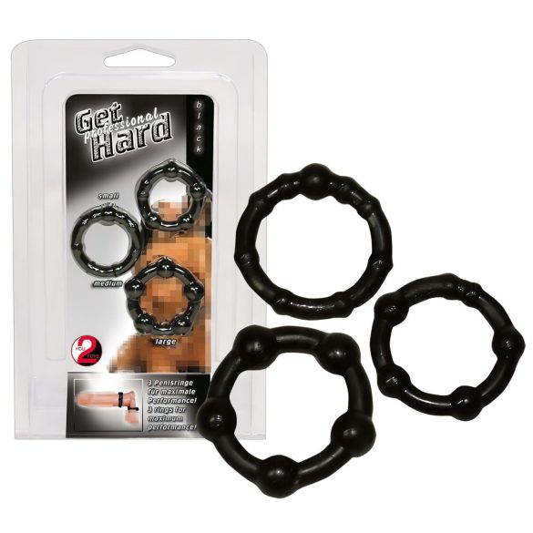 You2Toys - Blijf hard! Cockring set - zwart (3st)