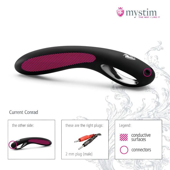 mystim Current Conrad - elektro dildo - siliconen - zwart
