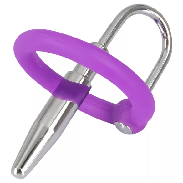 You2Toys - Penisplug - siliconen eikelring met taps toelopende dilator (paars-zilver)