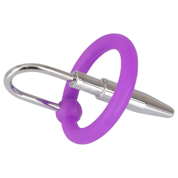 You2Toys - Penisplug - siliconen eikelring met taps toelopende dilator (paars-zilver)