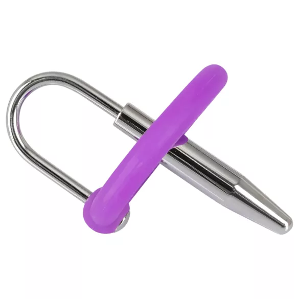 You2Toys - Penisplug - siliconen eikelring met taps toelopende dilator (paars-zilver)