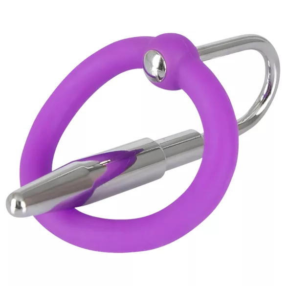 You2Toys - Penisplug - siliconen eikelring met taps toelopende dilator (paars-zilver)