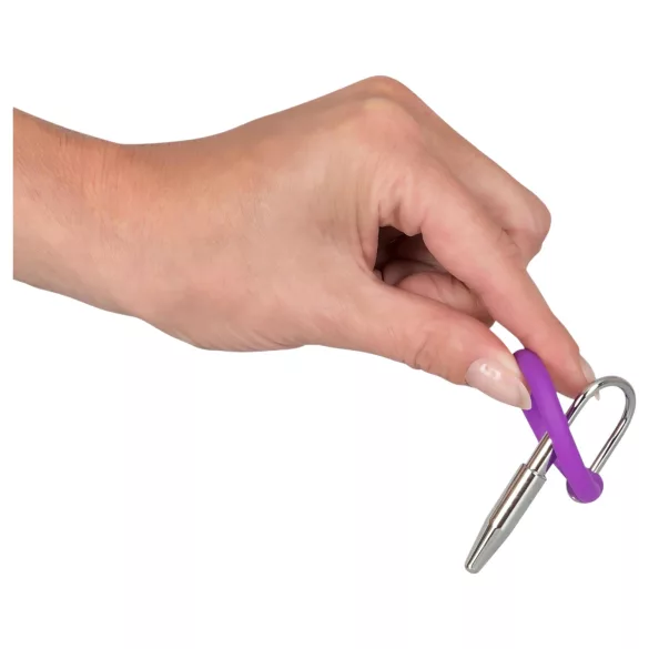 You2Toys - Penisplug - siliconen eikelring met taps toelopende dilator (paars-zilver)