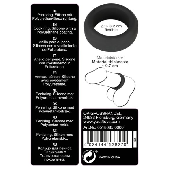 Zwarte Fluweel - Dikke Penisring (3,2 cm) - Zwart