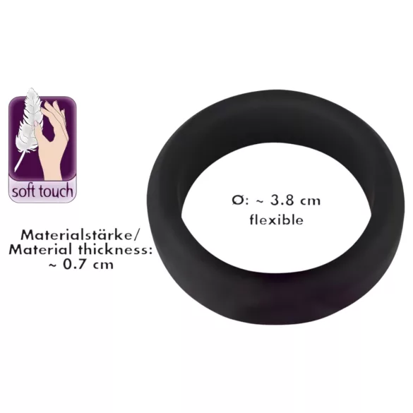 Black Velvets - penisring dikwandig - 3,8 cm - zwart