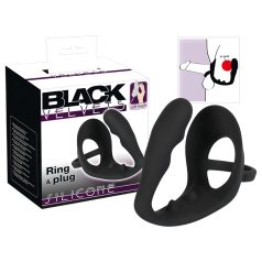   Black Velvets - anaal dildo met penis- en balring - siliconen - zwart