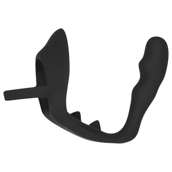 Black Velvet - anaal dildo met penis- en balzakring (zwart)