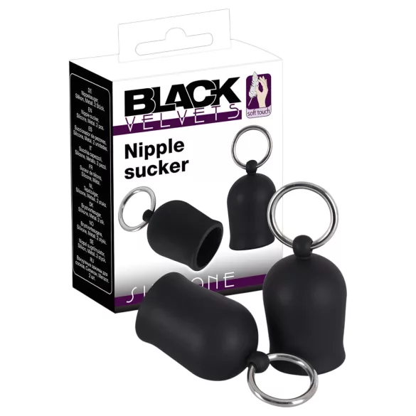Black Velvets - tepelzuiger met metalen ring (zwart)