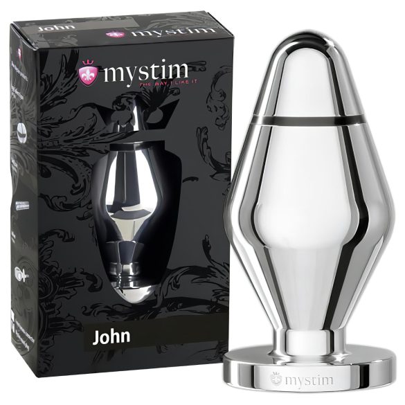 mystim Little John - elektro anale plug - zilver (groot)