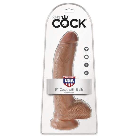 King Cock - dildo met ballen - 23 cm - bruin