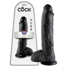 King Cock - dildo met ballen - realistisch - zwart - 25 cm