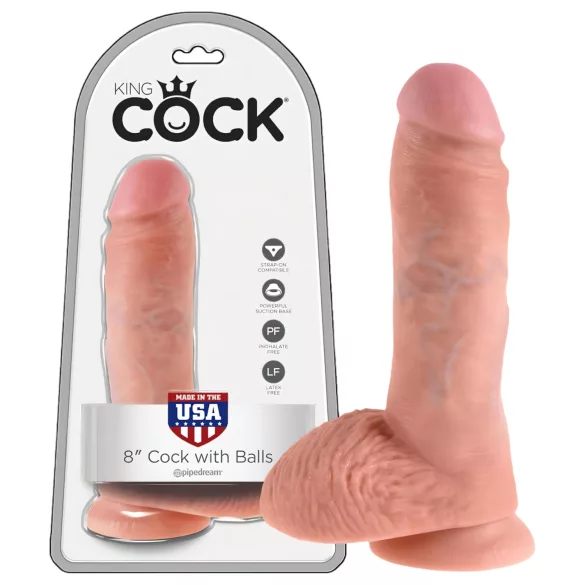 King Cock - dildo met ballen - 20 cm - huidskleur