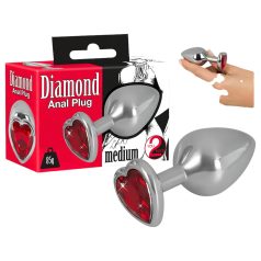You2Toys - Diamond - Aluminium anaalplug 85g (zilver-rood)