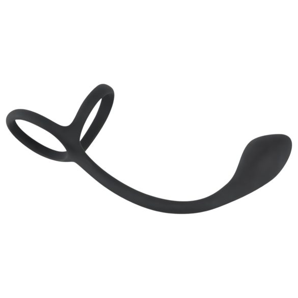 Black Velvets - anaal dildo met penis- en balzakring - siliconen - zwart