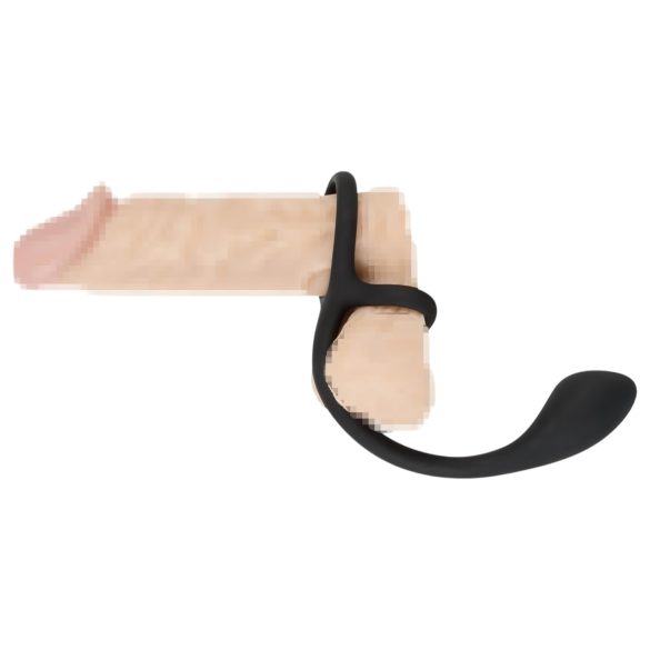Black Velvets - anaal dildo met penis- en balzakring - siliconen - zwart