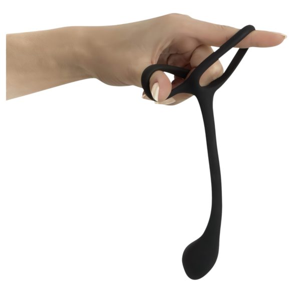 Black Velvets - anaal dildo met penis- en balzakring - siliconen - zwart