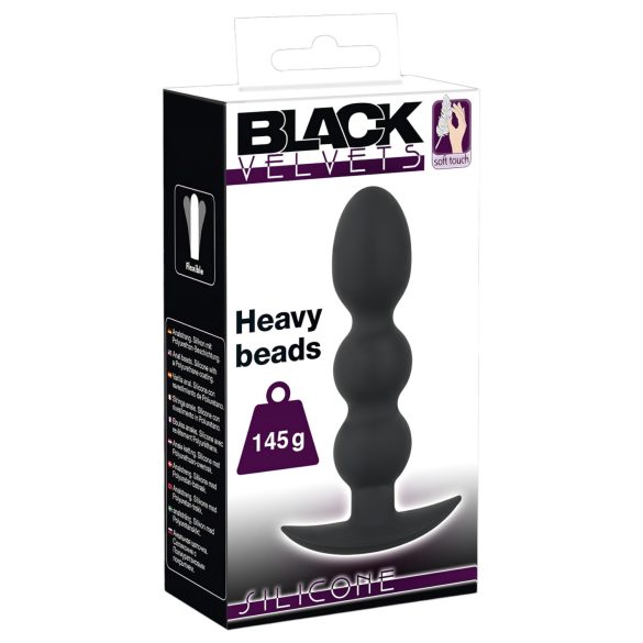Black Velvets - anaal plug met gewicht en bolletjes - 145g - zwart