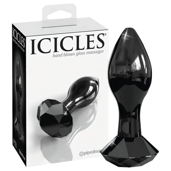 Icicles No. 78 - glazen anale plug - kegelvorm - zwart