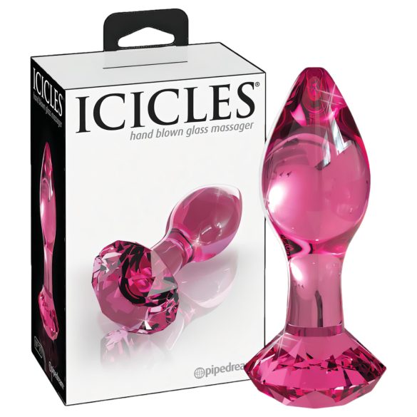 Icicles No. 79 - glazen anaalplug - kegelvormig - roze