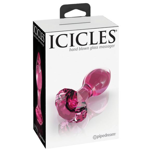 Icicles No. 79 - glazen anaalplug - kegelvormig - roze