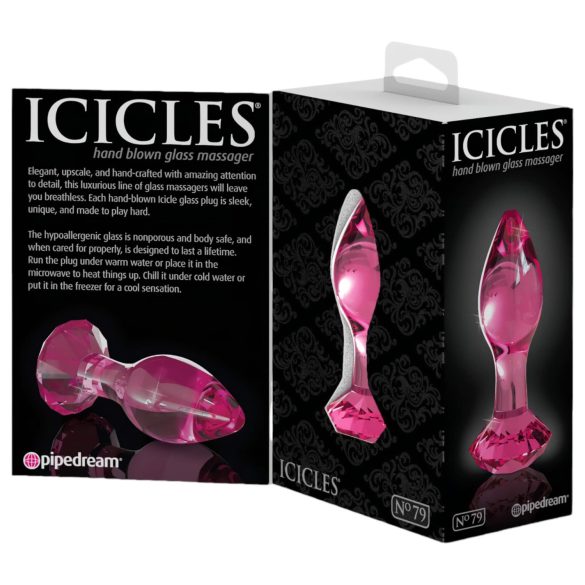 Icicles No. 79 - glazen anaalplug - kegelvormig - roze