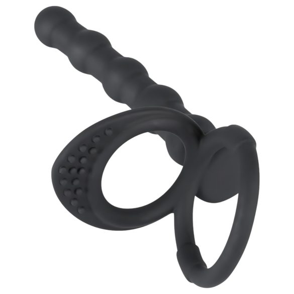 Black Velvet - erectie- & penisring met anale dildo (zwart)