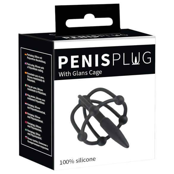 Penisplug - siliconen eikelkooi met dilator - zwart