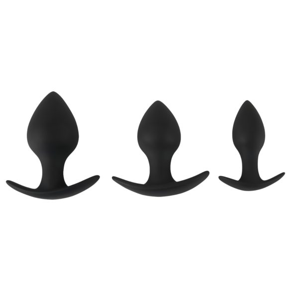 Black Velvets - siliconen buttplug set - 3-delig - zwart