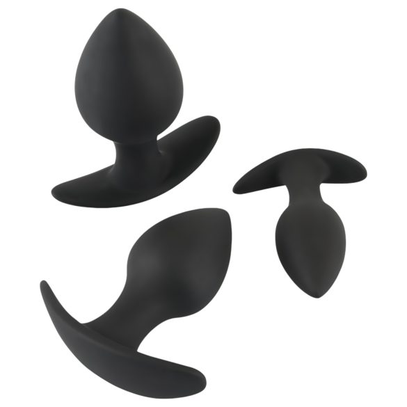 Black Velvets - siliconen buttplug set - 3-delig - zwart