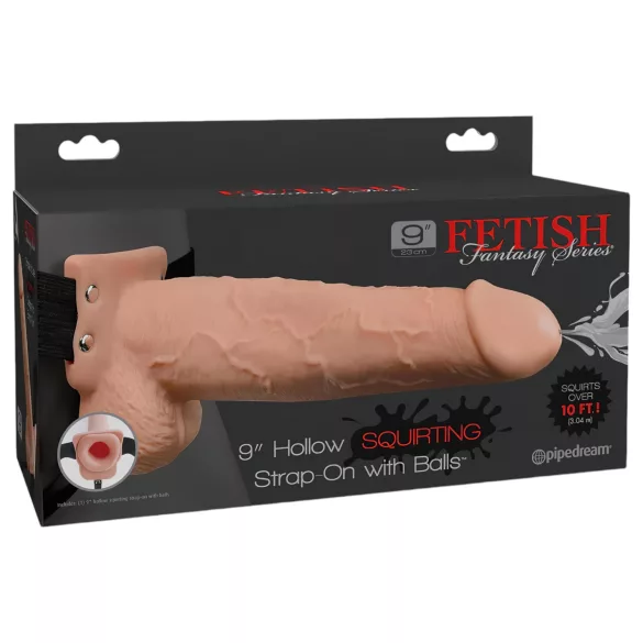 Pipedream Fetish Strap-On 9 - opzetbare, holle, sproeiende dildo (huidskleur)