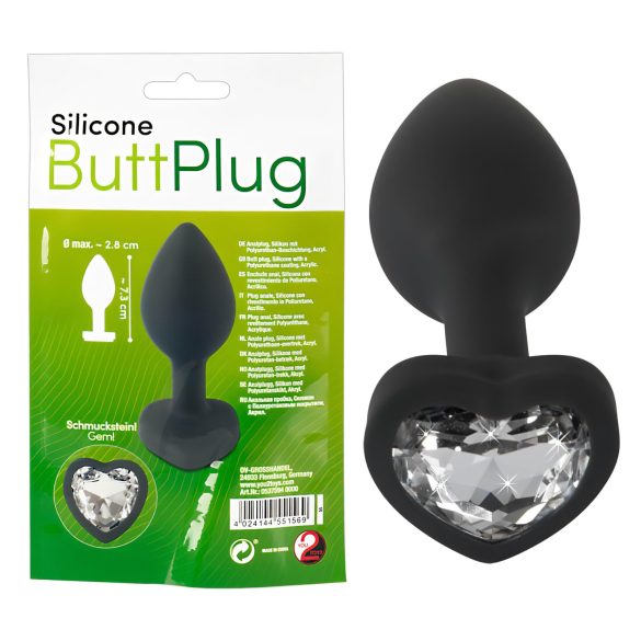 You2Toys Anaal Plug - zwart met witte steen