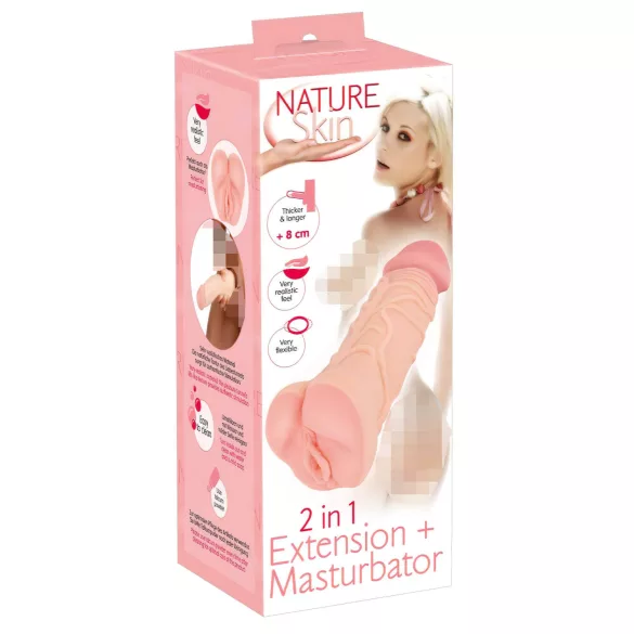 Nature Skin - 2in1 masturbator en penis sleeve - huidkleur
