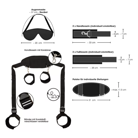 Bad Kitty - bondage set nek pols enkel - zwart