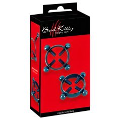 Bad Kitty - tepelklem sieraden - rond - blauw