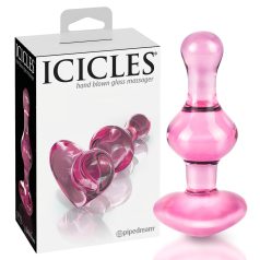 Icicles No. 75 - hartvormige glazen anaalplug (roze)