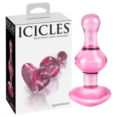 Icicles No. 75 - glazen buttplug met hartje - roze