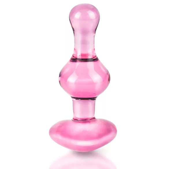 Icicles No. 75 - glazen buttplug met hartje - roze